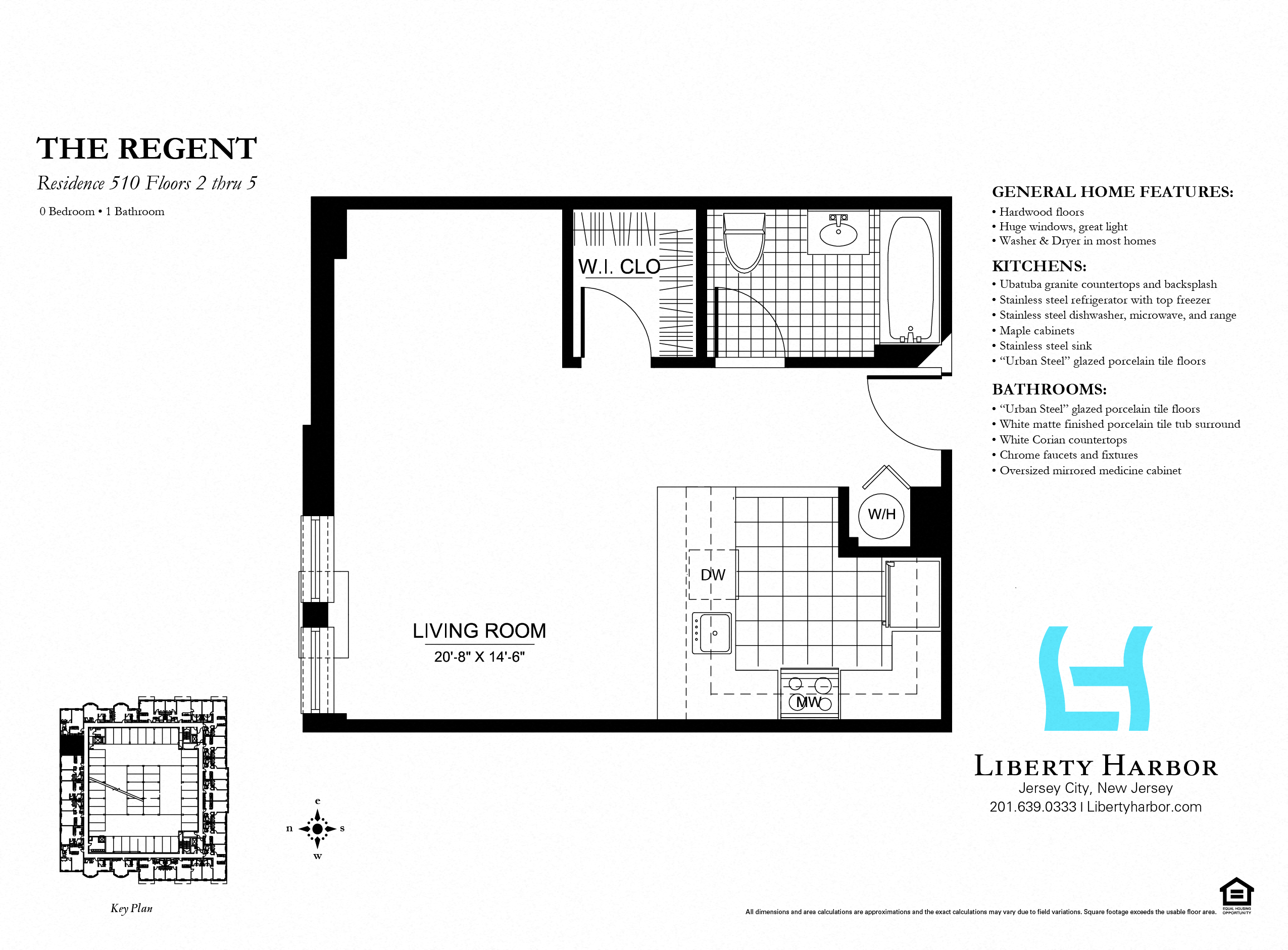 Floor plan for studio, 1 bath, 556 sqft